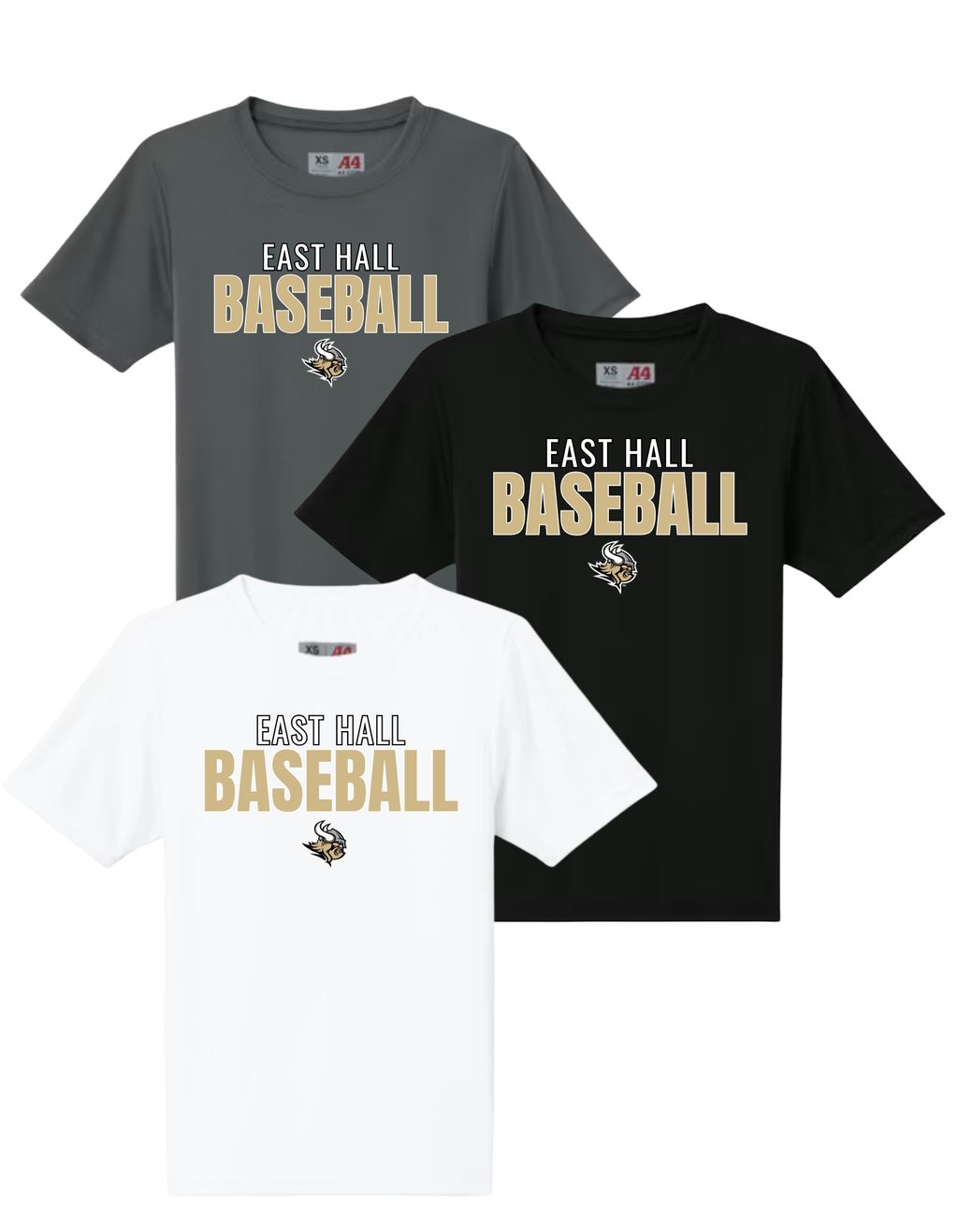 East Hall Baseball Gold & White Performance T-Shirt