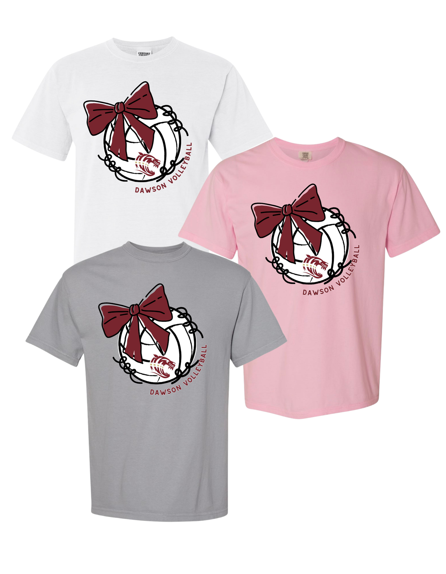 Dawson County Volleyball & Bow T-Shirt
