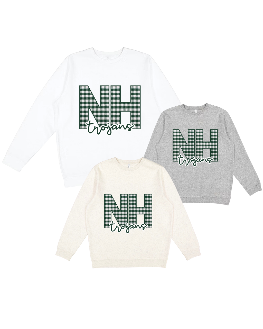 North Hall Trojans Gingham Boutique Sweatshirt
