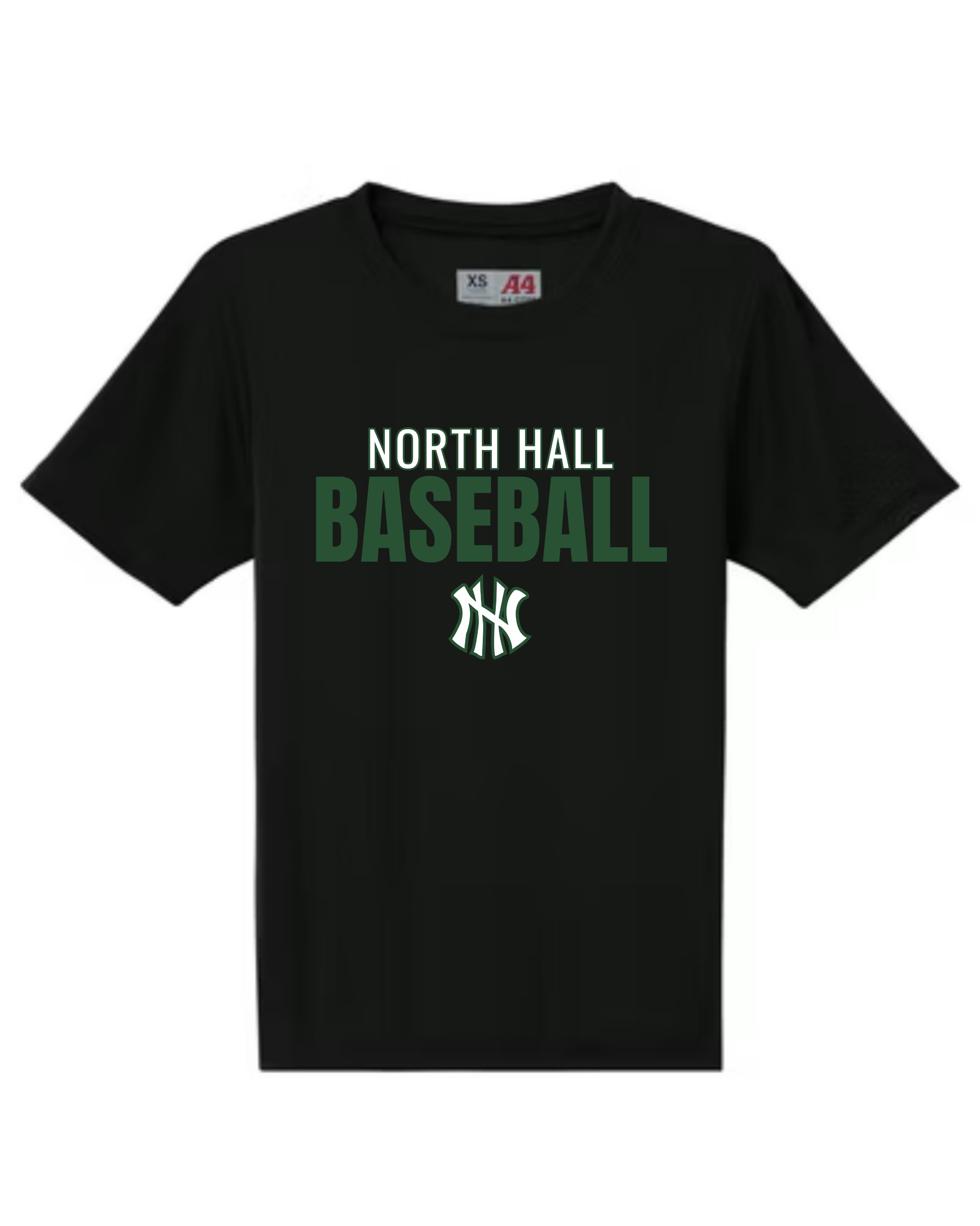 North Hall Baseball Green & White Performance T-Shirt