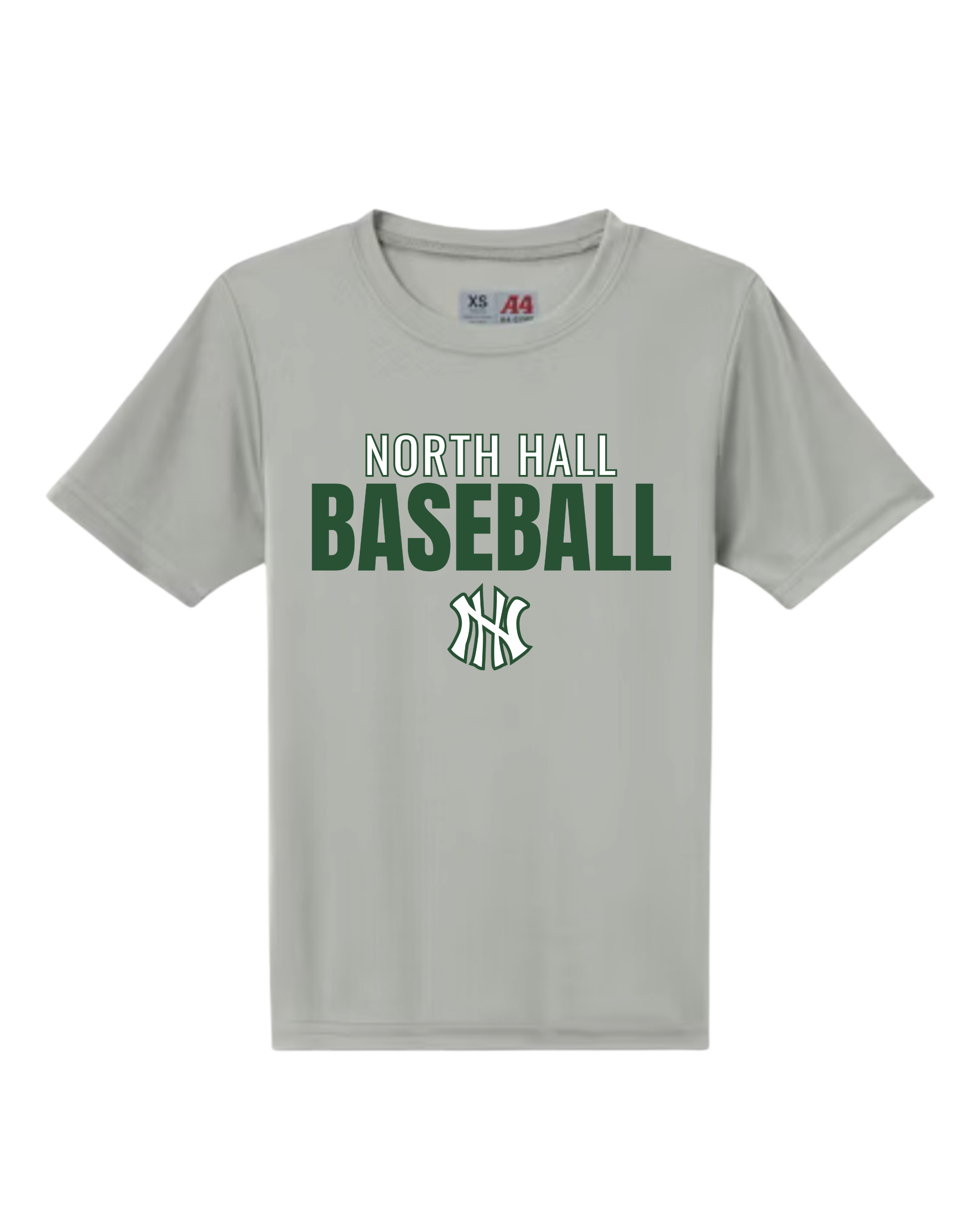 North Hall Baseball Green & White Performance T-Shirt